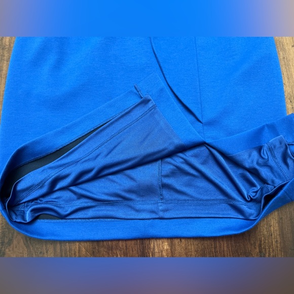 David Meister Sheath Dress Blue Size 6 Belted Ruffle Business Chic Sleek EUC - Picture 12 of 16